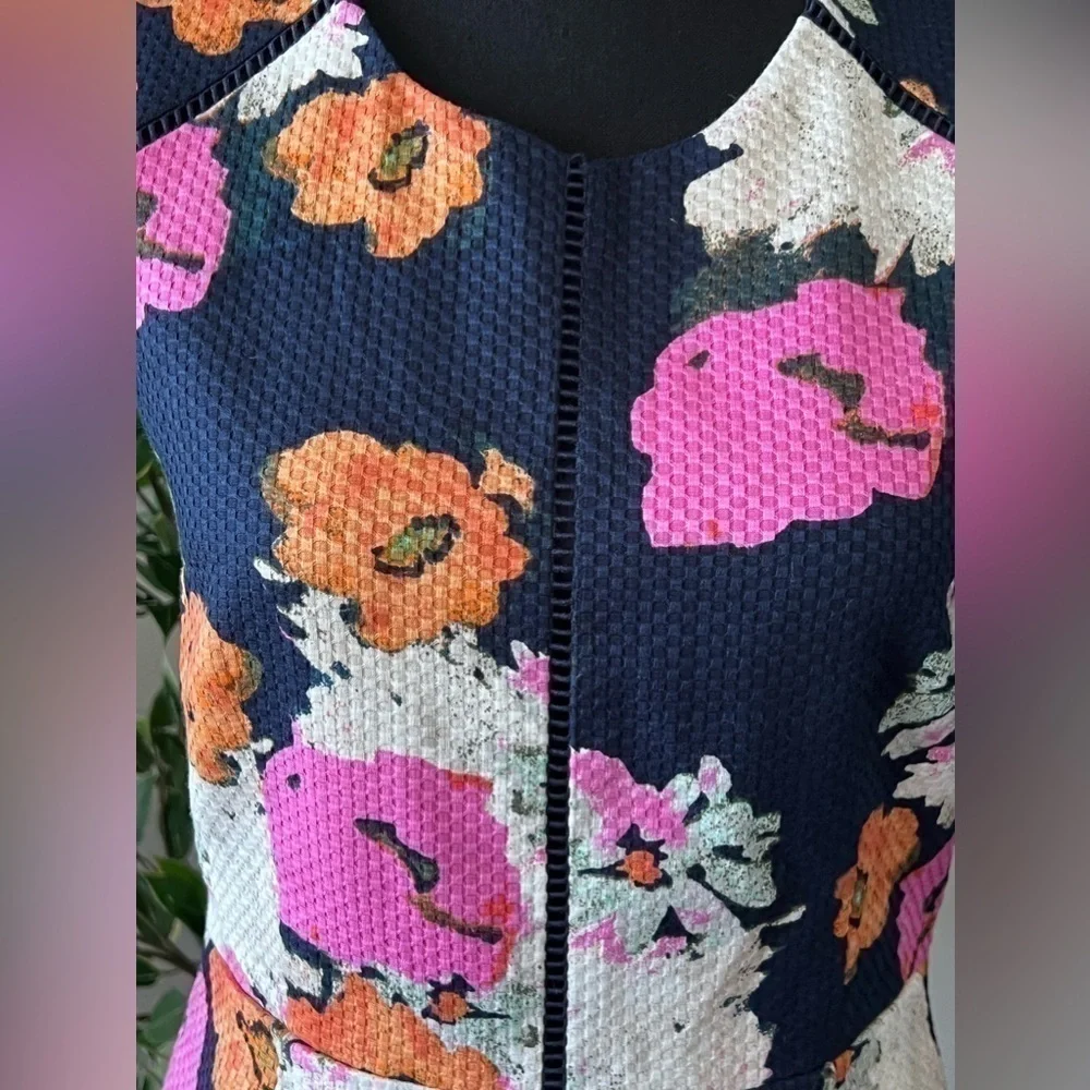 J. Crew Portfolio Shift Dress Navy Petunia Print